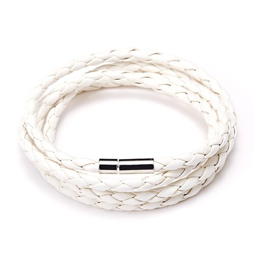 Rinhoo populære 5 omgange læderarmbånd smykker til mænd charme vintage sort punk armbånd & armring: Hvid
