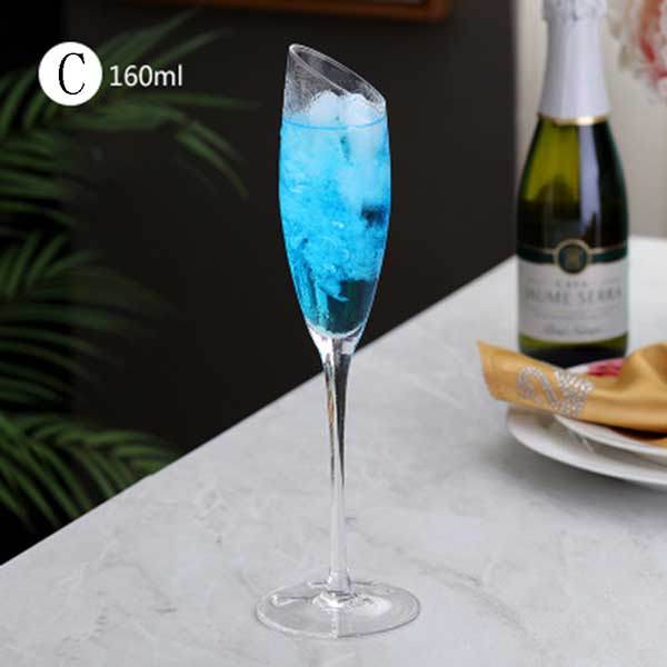 2Pcs Crystal Champagne Flutes Glasses Juice Drink Cocktail Goblet Glass Wedding Party Bar Home Drinkware Wine Cup: C