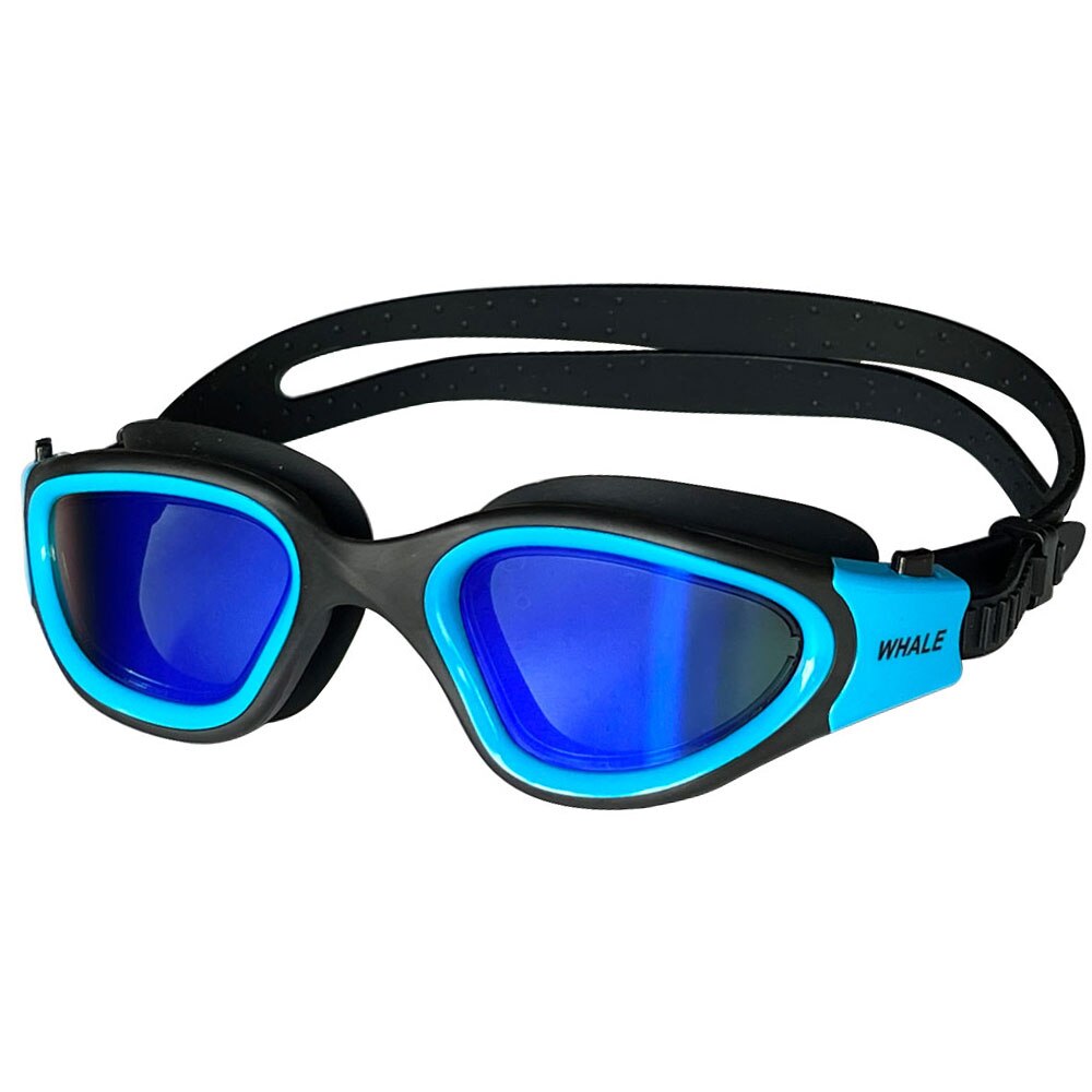 Voksen anti-tåge uv beskyttelseslinse mænd kvinder svømningsbriller vandtæt justerbare silikone svømmebriller i poolen: Blå-ingen taske