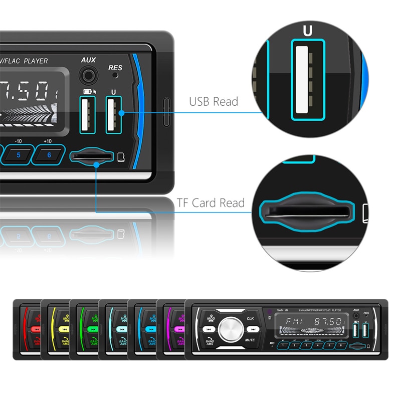 DAB Plus Car Radio RDS Autoradio 1 Din MP3 Receiver Bluetooth Handsfree FM AM USB TF 7 Colors Lighting Audio System Head Unit M4