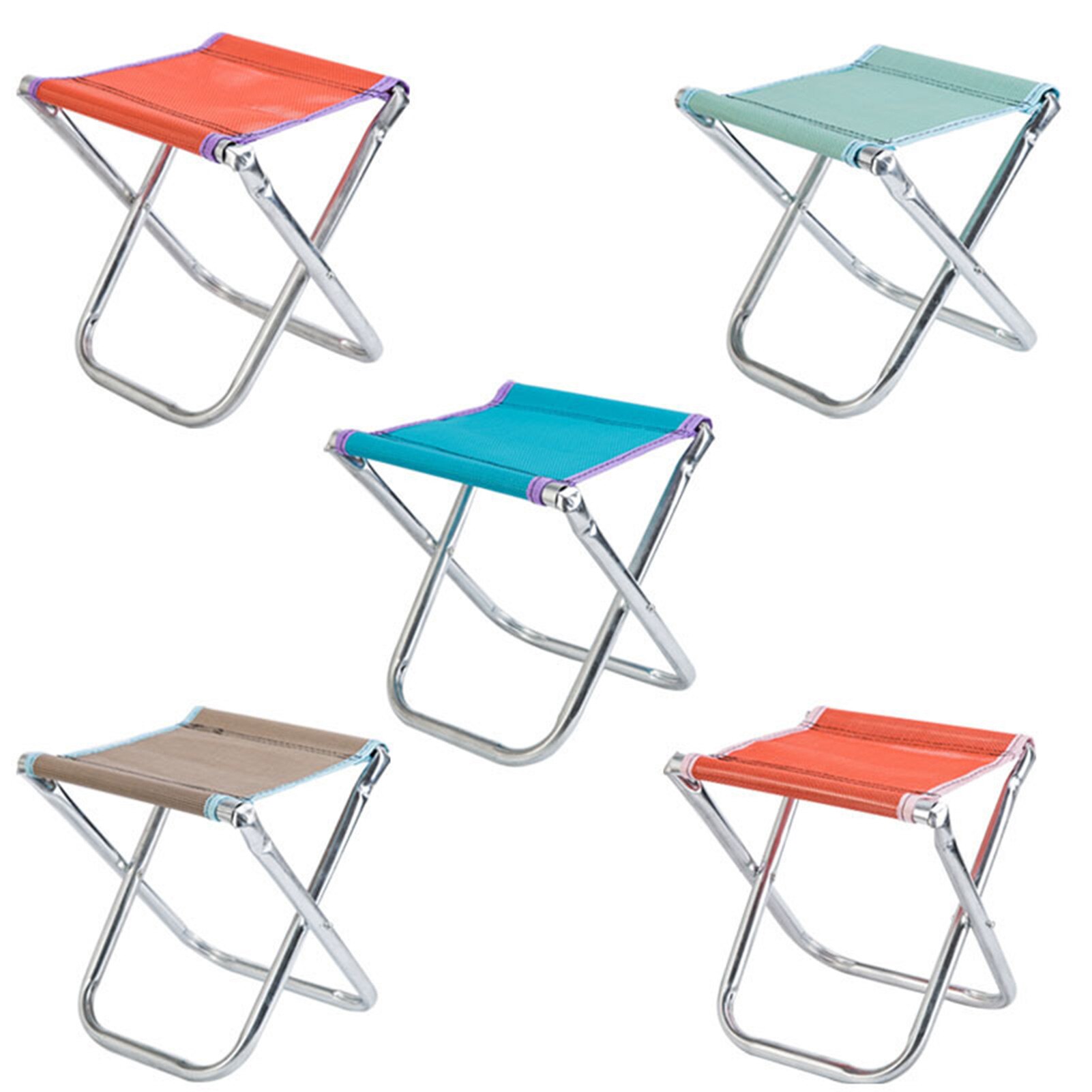 Thick Stainless Steel Folding Stool Foldable Portable Non-toxic Breathable Fishing Mesh Chair Backrest Stool Random Color: Multi