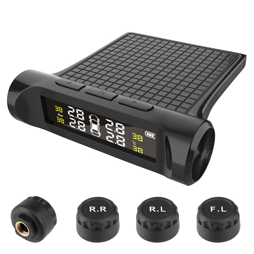 Car TPMS Tyre Pressure Monitoring System Tyre Pressure Auto Security Alarm Systems Digital LCD Display Battery External Sensor: Need battery