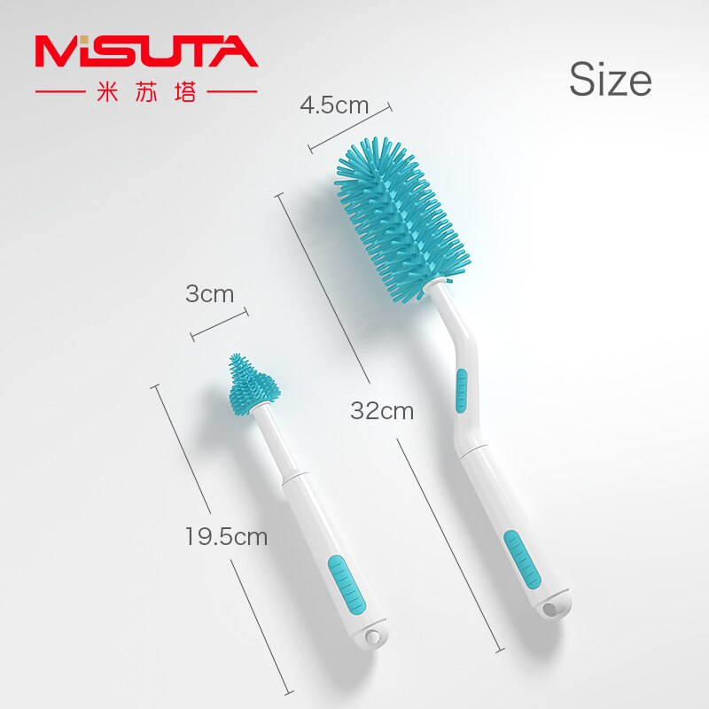 Baby Milk Bottle and Nipple Brush Kit 360 degrees Rotating Brush Baby Care Bottle Brush Silicone Cleaning Brush