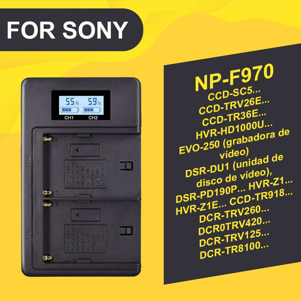 NP-FW50 NP-FZ100 NP-F960 970 NP-FV100 Lcd Usb Dual Charger Lcd-scherm Smart Charger Voor Sony Camera Batterij Batterijen: F960