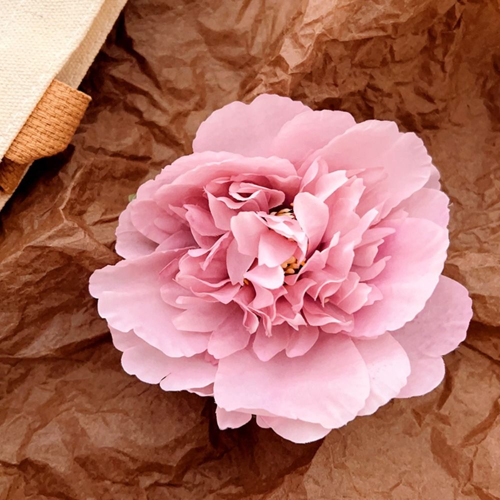 Söt blomma pion blomma hårspänne stora hårspännen håraccessoarer konstgjorda blommor hårnålar bohemiska sidohårspännen bröllop: Lila