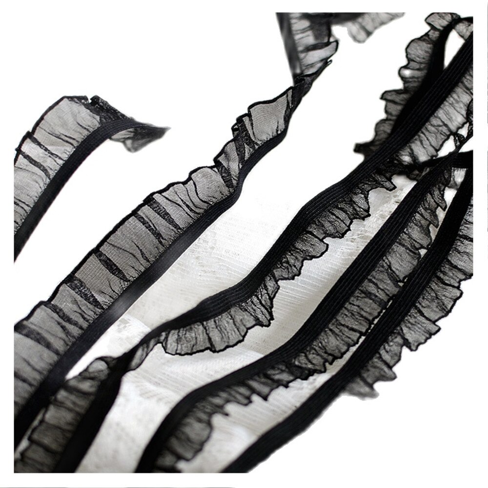 Tela de encaje elástico de guipur de Organza para boda, 1 yarda, cinta ancha de 1,5 cm, negra, para vestidos, dentelle, RG23