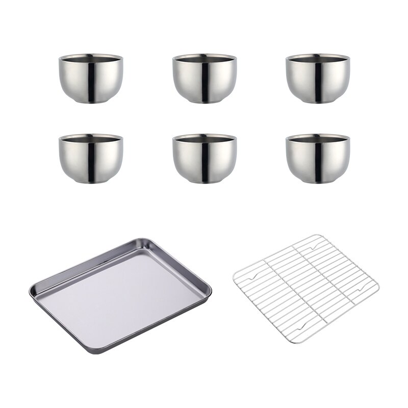 Ensemble de tasses à thé en acier inoxydable, 4/8 pièces, avec plateau et support amovible, tasse en or Double couche Anti-brûlure, service à thé: Silver as photo