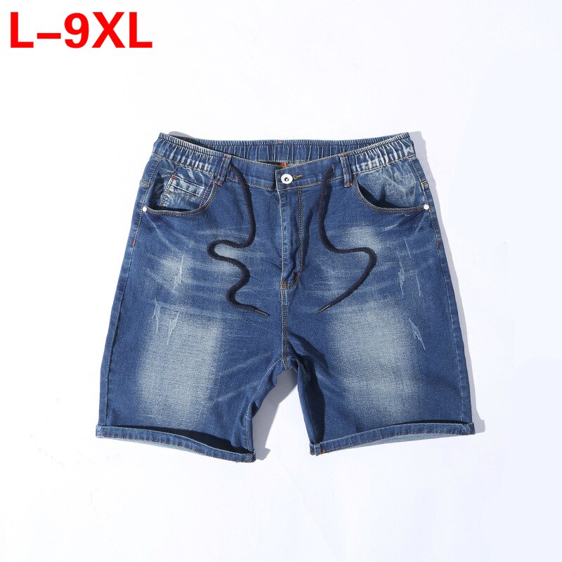 Plus koko 5xl 6xl 7xl 8xl 9xl 190kg miesten shortsit puolifarkut löysät farkut rento repäisty mies lyhyet kesäreikäiset joustavat miesten housut