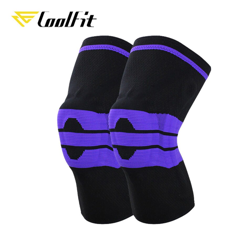 CoolFit 1Pair Basketball Knee Pads with Support Silicon Padded Elastic Non-slip Patella Brace Kneepad for Fitness Gear Protector: Black / XXL