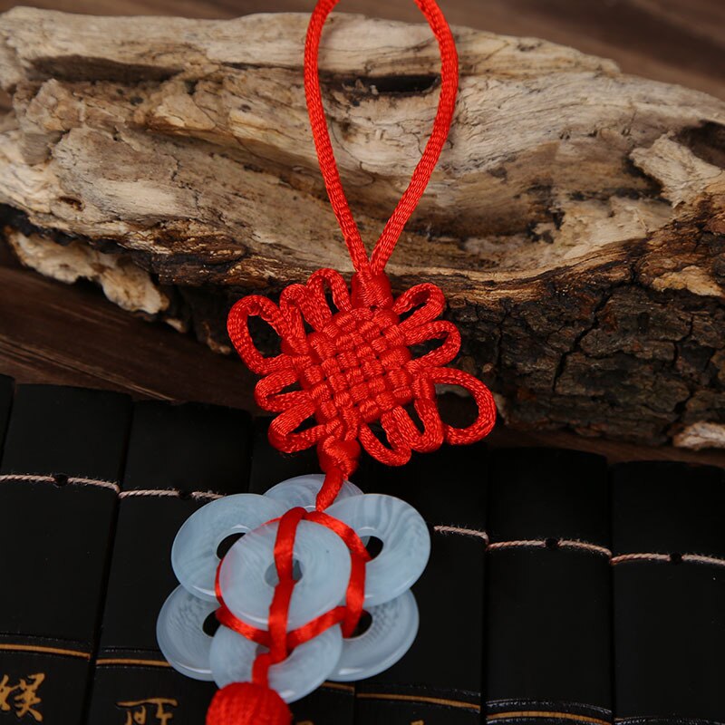 10 Pcs Polyester Chinese Knopen Knopen Lucky Amulet Jade Coin Kwastje China Stijl Fringe Trim Hanger Decoratie voor Thuis