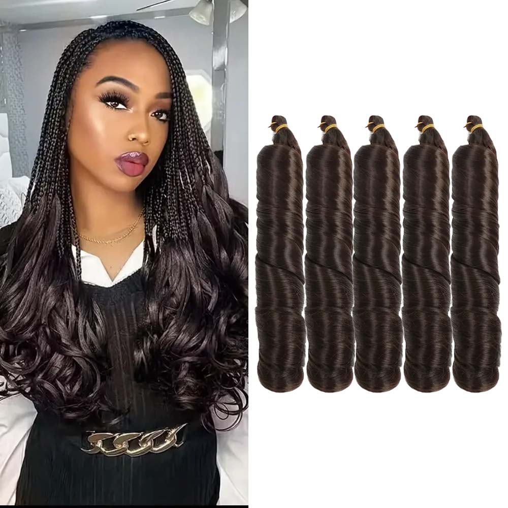 3/5 packungen 24 cm langes, synthetisches häkelhaar mit französischen locken, vorgedehnt, locker gewellt, zum flechten, ombré-locken, zöpfe: #4 / 5 teile/los
