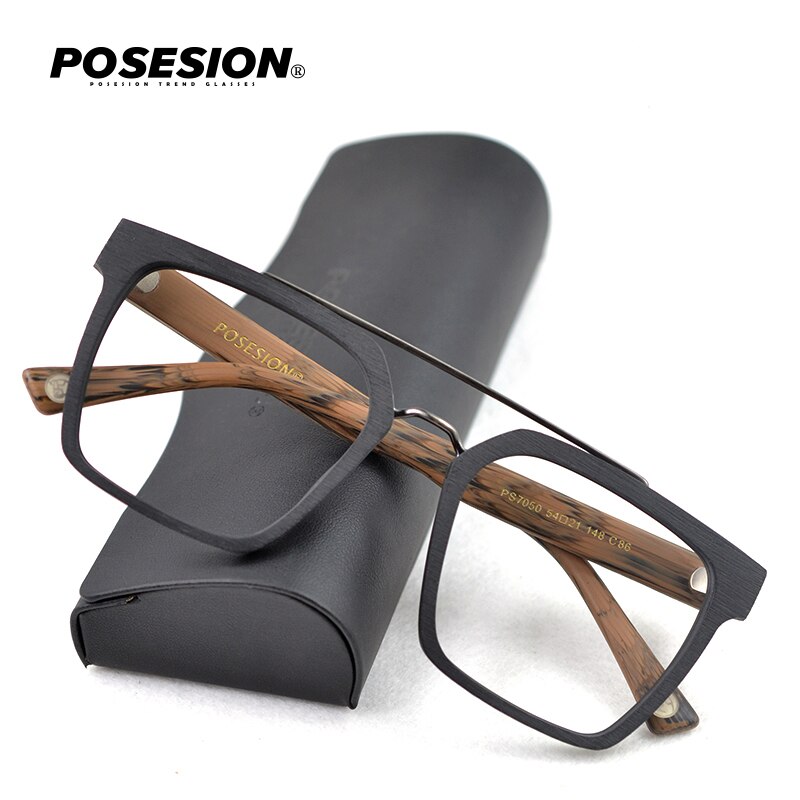 Posesion Optical Glasses Frames Men Square Optical Myopia Prescription Eyeglasses Male Wooden Frame Eyewear Spectacles