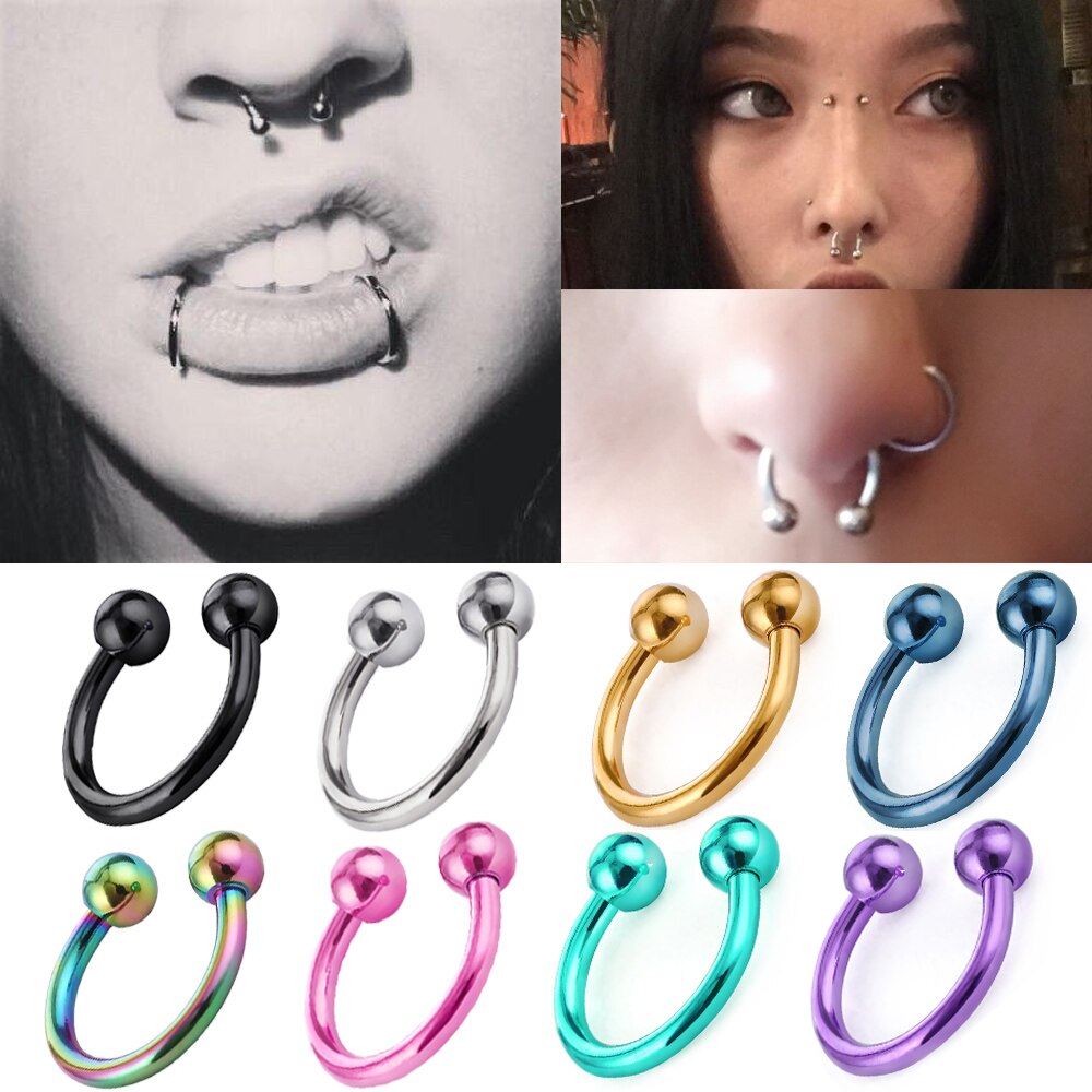 1pc 1.2mm 16G Circulaire Horseshoe Piercing Multipurpose Neusgat Nose Ring Lip Piercing Rvs Pircing Nariz Body sieraden