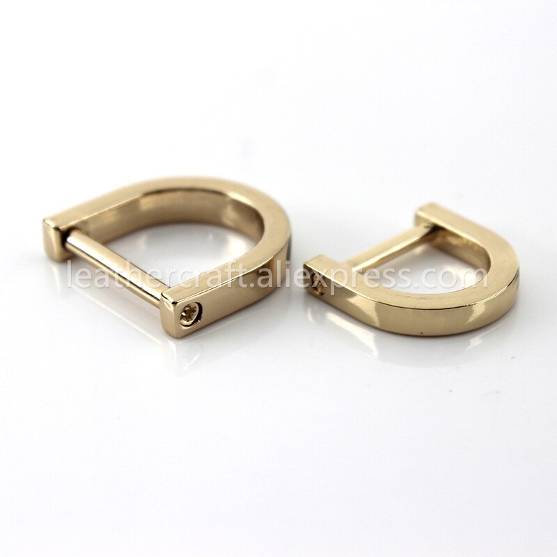 1pcs Metal Detachable removable open screw D Ring buckle shackle clasp for Leather Craft Bag strap belt handle shoulder webbing: 15mm / light gold