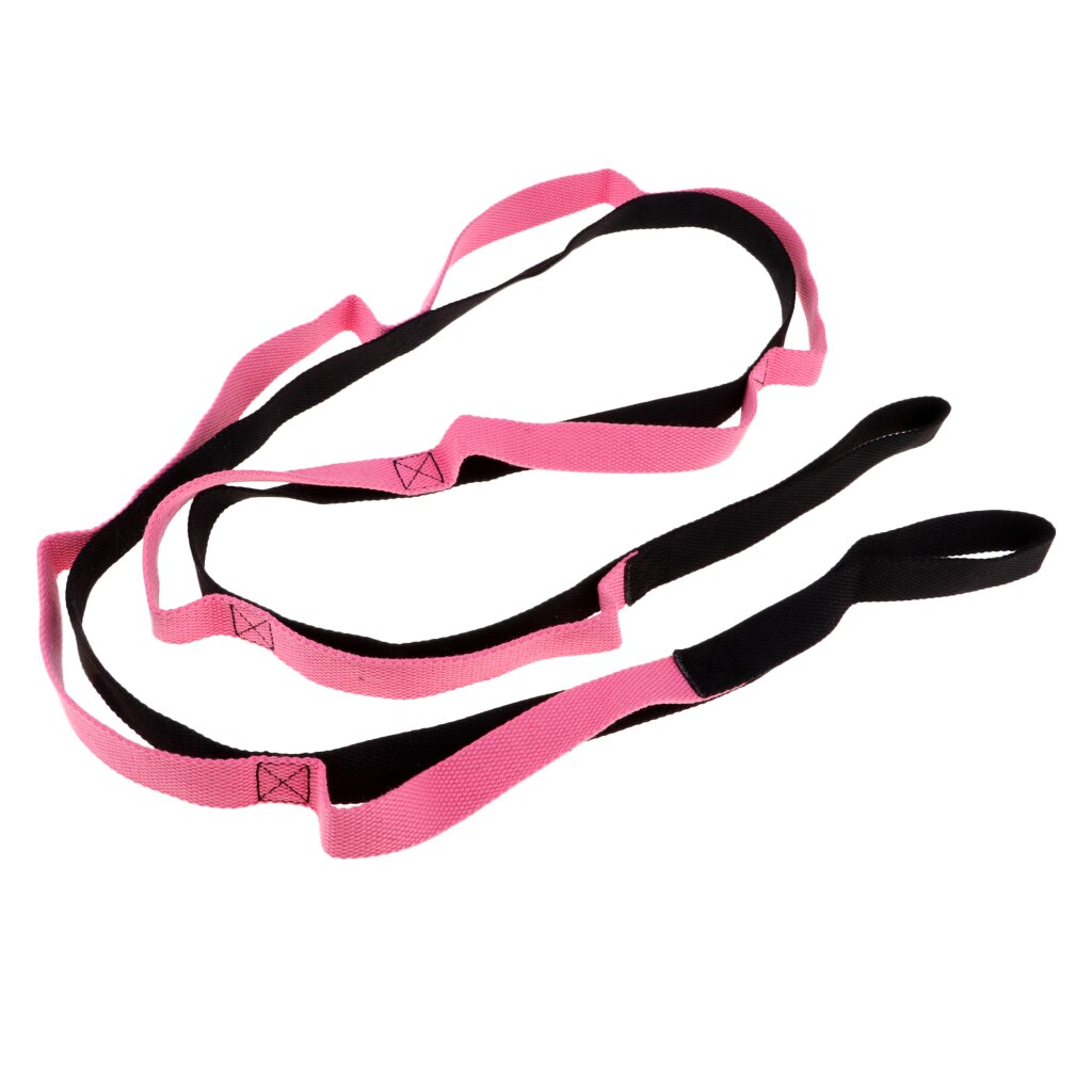 Multi Loop Stretch Strap Flexibility Body Shape Figure Pilates Sports Gym Yoga Dance Warm Up Belt Band Fitness Equipment: Pink and Black