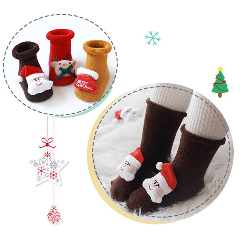 Kerst Winter Zachte Katoenen Baby Sokken Leuke Kerstman Patroon Baby Jongens Meisjes Sokken Dikke Warm Anti-Slip Vloer sokken