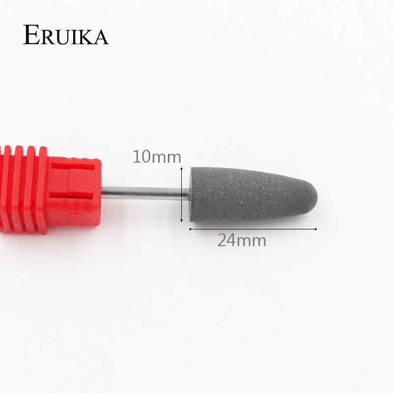 Eruika 4 Stk/set 10*24 Mm Rubber Silicon Nail Boren Grote Hoofd Bit Nail Buffer Mills Voor Manicure Pedicure cuticula Schoon Gereedschap