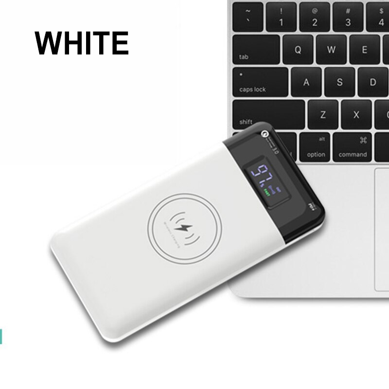 CASEIER 18W moc Bank bezprzewodowy 16000mAh PD QC 3.0 szybkie ładowanie doprowadziło moc cyfrowy wyświetlacz przenośna ładowarka baterii Powerbank: 10000mAh 18W White2