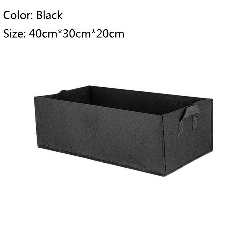 Grow Bags Non-Woven Fabric Raised Garden Bed Rectangle Planting Container Grow Bags Fabric Planter Pot For Plants Nursery Pot: Black S