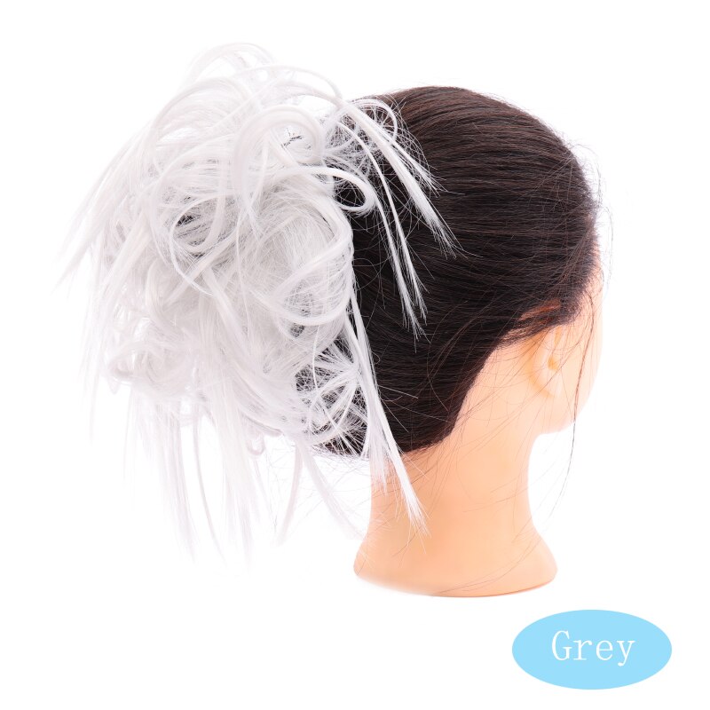 AOOSOO 7 pulgadas moño desordenado moño Tousled diadema elástica Chignon Pelo Rizado Scrunchie Updo cubierta sintético cabello para mujeres: grey
