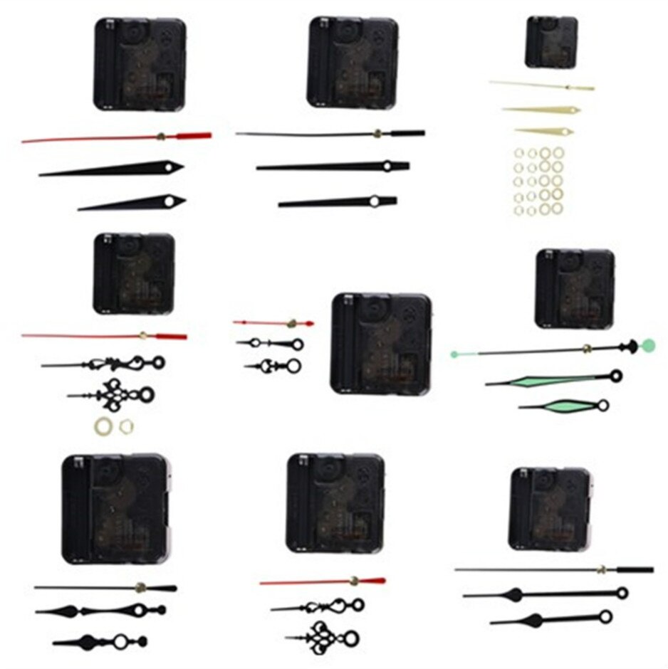 11 stilar diy klockor delar svart + visare reservdelar kit set kvarts urverk mekanism reparationsdelar