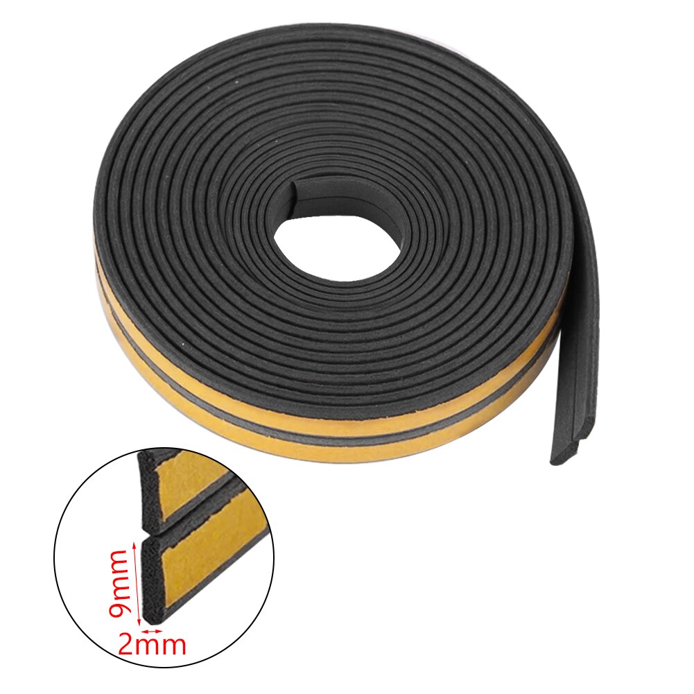 10 Meters Sound Insulation Strip Foam Sticky Self-adhesive Sealing Anti-Collision Rubber Seal Draught Excluder Tape Door Window: Black I