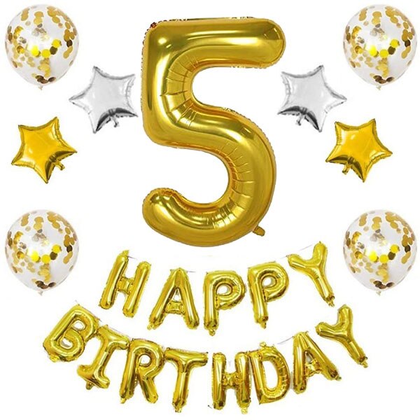 1st Birthday Boy Decoration Set,Number 1 Mylar Balloons Baby First Birthday Decoration with Happy Birthday Banner, Birthday Gold: 5