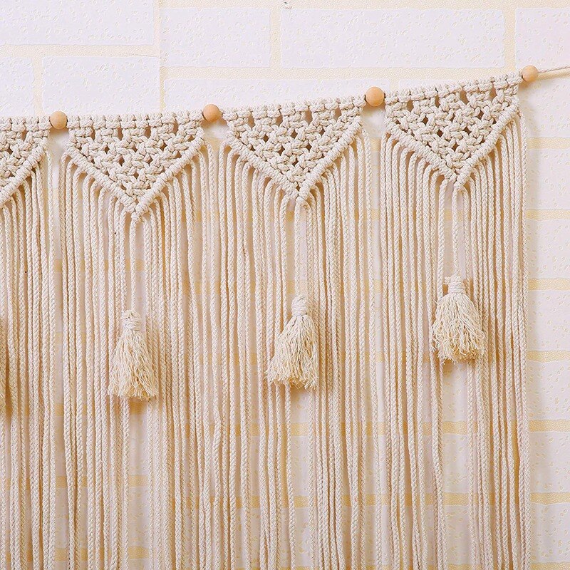 Macrame væghængende vægteppe stort boheme vægdekoration til bryllup baggrund gardin fringe krans banner soveværelse liv