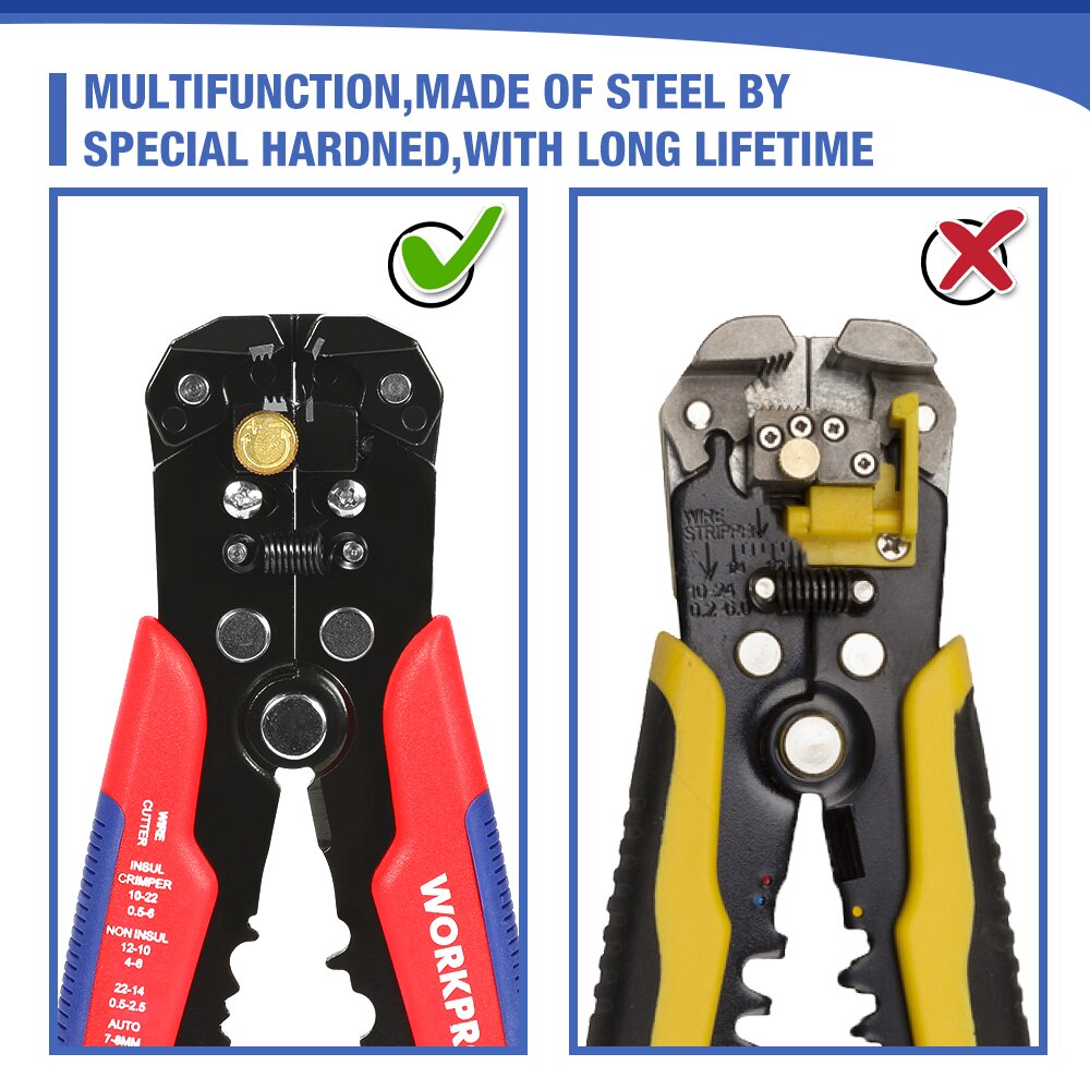WORKPRO Automatic Crimping Wire Stripper Wire Cutter Multifunction Peeling Hand Tools Crimper Cable Cutter