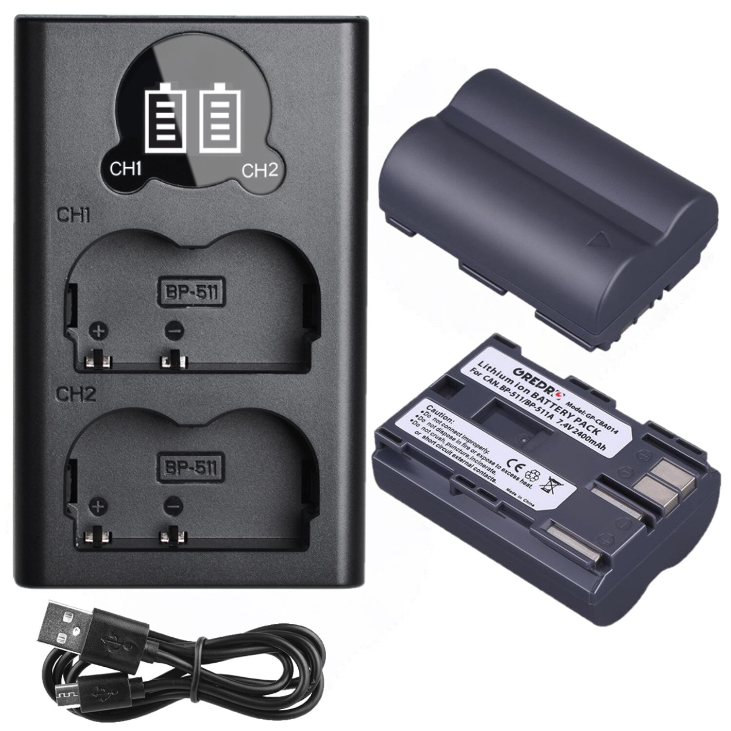 BP-511A BP-511 Battery + BP511 BP511A Battery Charger for Canon EOS 40D 5D 50D 20D 300D 10D 30D 5D Mark I, PowerShot G1 G2 G3 G5