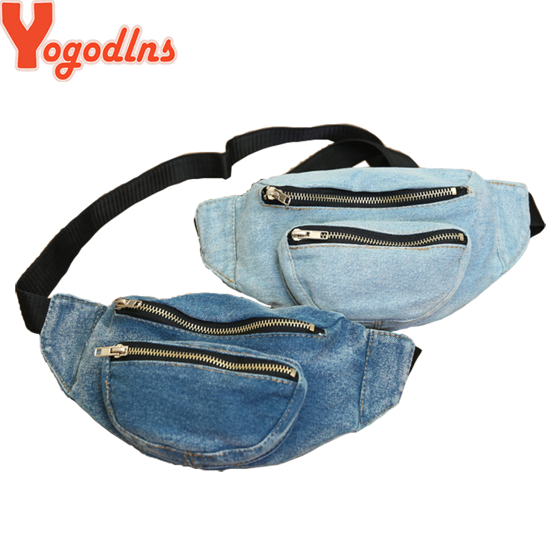 Yogodlns femmes Denim taille Packs femme poitrine sac décontracté femmes sacs à main à glissière filles petit épaule sacs à main