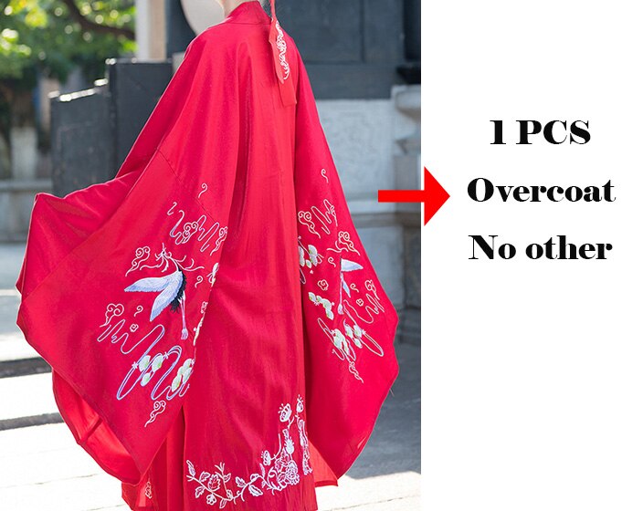 Borduurwerk Hanfu Traditionele Dans Kostuums Vrouwen Mannen Folk Festival Outfit Crane Fee Jurk Rave Prestaties Kleding DC3453: red coat / S