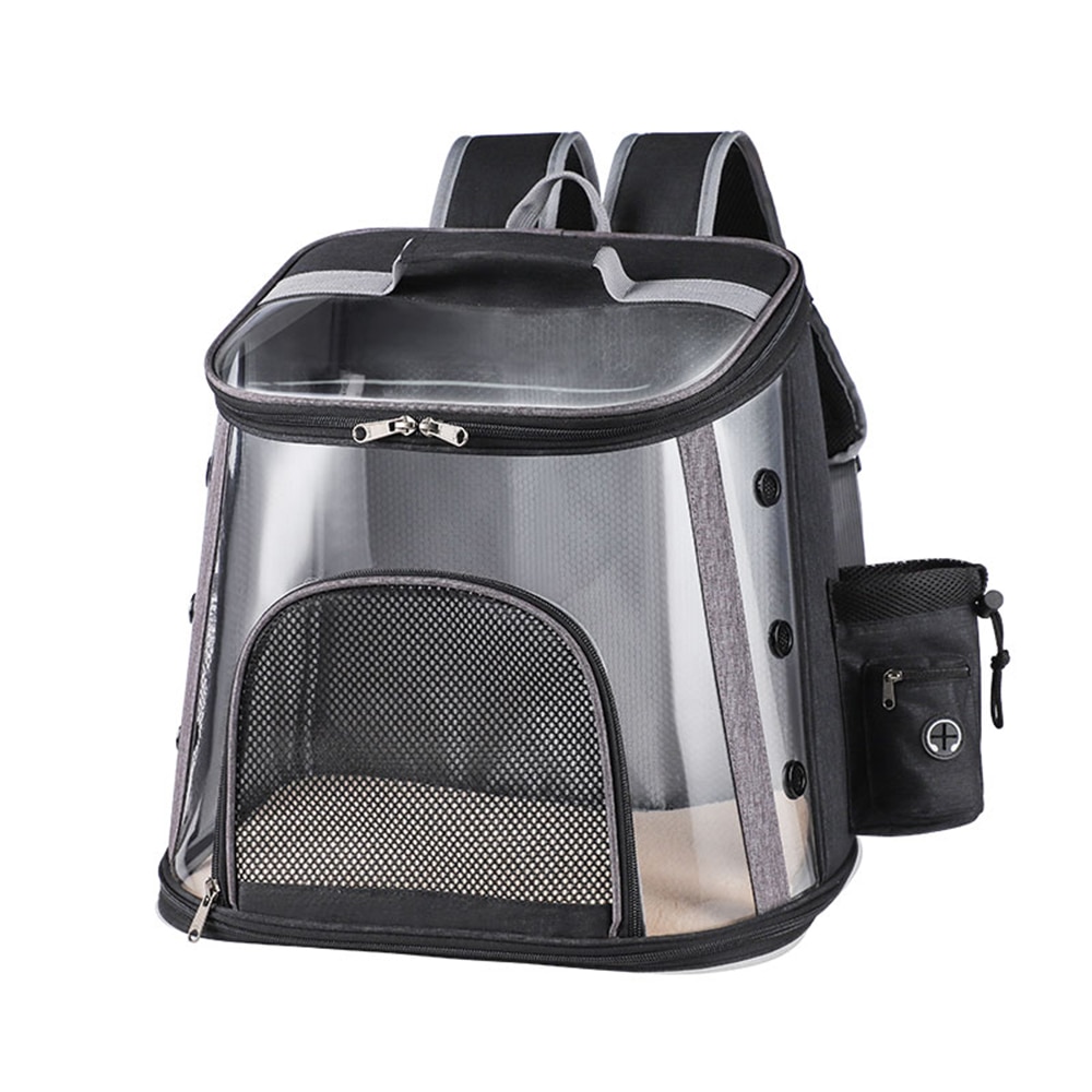 Cat Backpack Carriers Foldable Transparent Visible Pet Backpack Breathable and Sweat-absorbent Backpack for Travel, Hiking: light grey / M