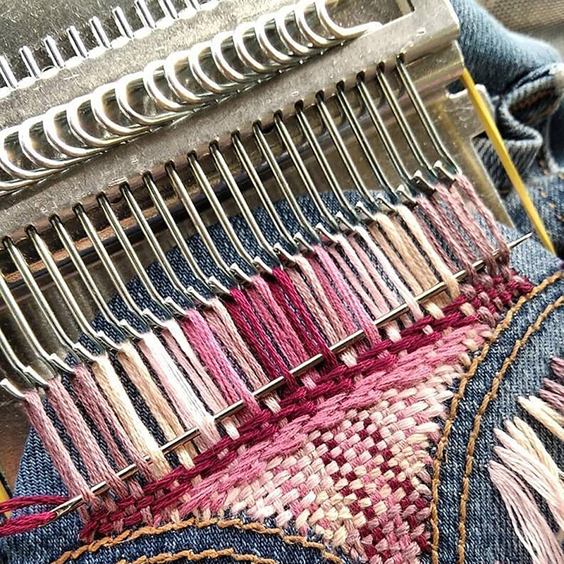 Mini Weaving Loom Convenient Textile Darning Machine Wooden DIY Knitting Tool for Mending Clothes Quickly Easily