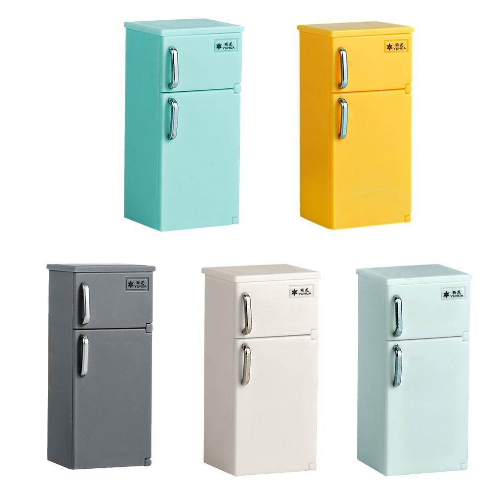 1/12 casa delle bambole cucina in miniatura retrò frigorifero in plastica frigorifero congelatore per bambole telecamera da letto soggiorno accessori modello giocattolo