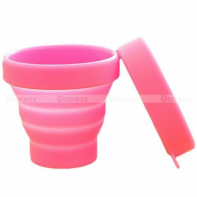 Gobelet télescopique pliable en Silicone, Portable, voyage en plein air, pique-nique, Camping, sport, bain de bouche télescopique: Rose