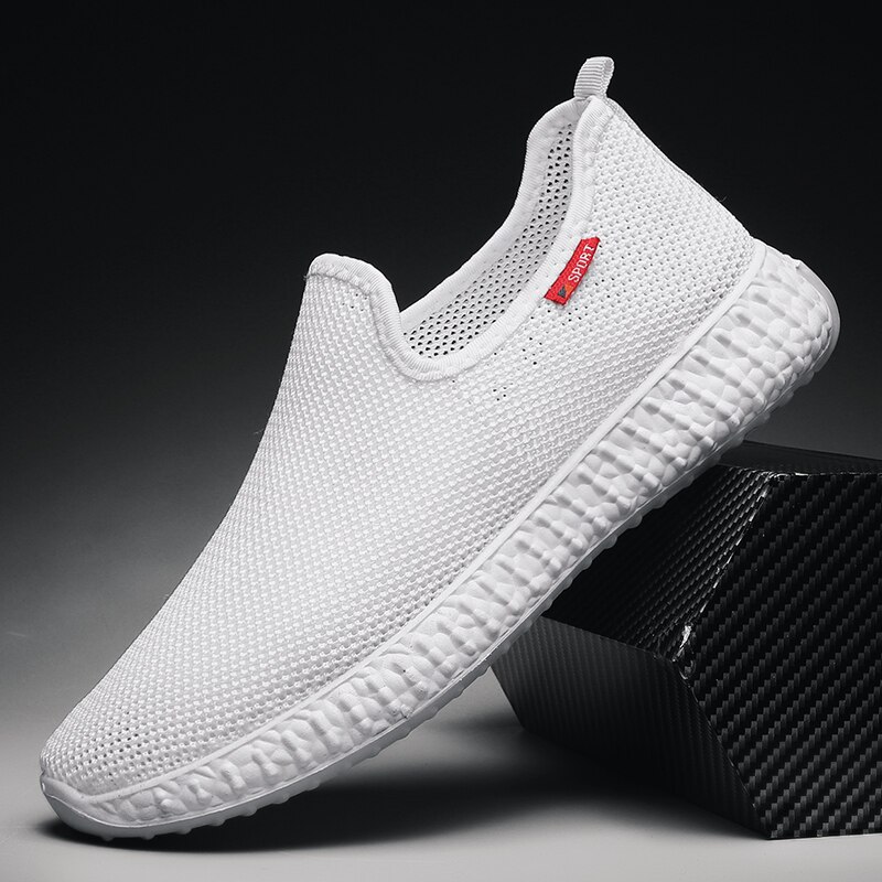 Tennis masculino sommer tennissko mænd slip-on sneakers åndbare gymnastiksko fitness sportssko zapatillas deportivas: Hvid / 6.5