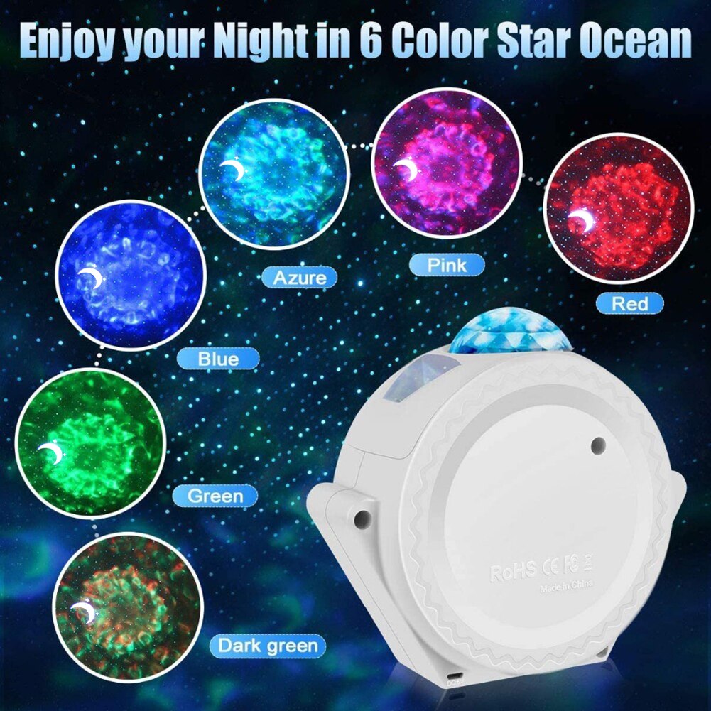 Projector Night Light 6 Color Starry Sky Projector Lamp USB Charging Projection Smart Night Light
