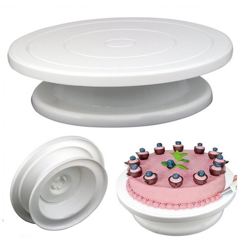 Plastic Cake Turntable Rotating Anti-skid Cake Decorating Turntable Cake Rotary Table Round Cake Stand Kitchen Baking Tools 28cm