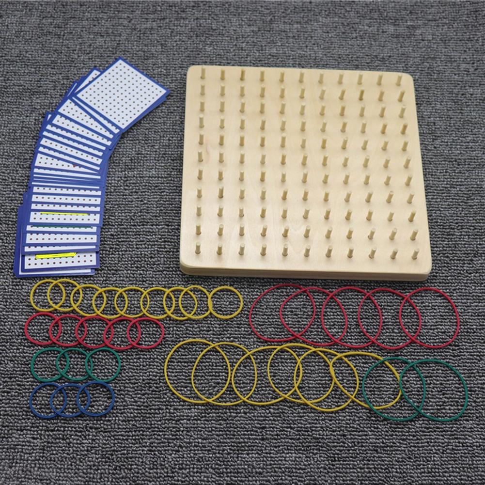 Geoboard de madera con lazo de goma, juguete educativo para niños, con tarjetas geométricas