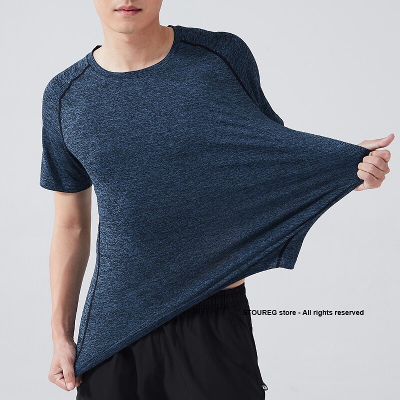 L-4XL Mens Running T-shirts Quick Dry Men Sport T Shirts Workout Gym Training Shirt Fitness Tops Running Sport Tees