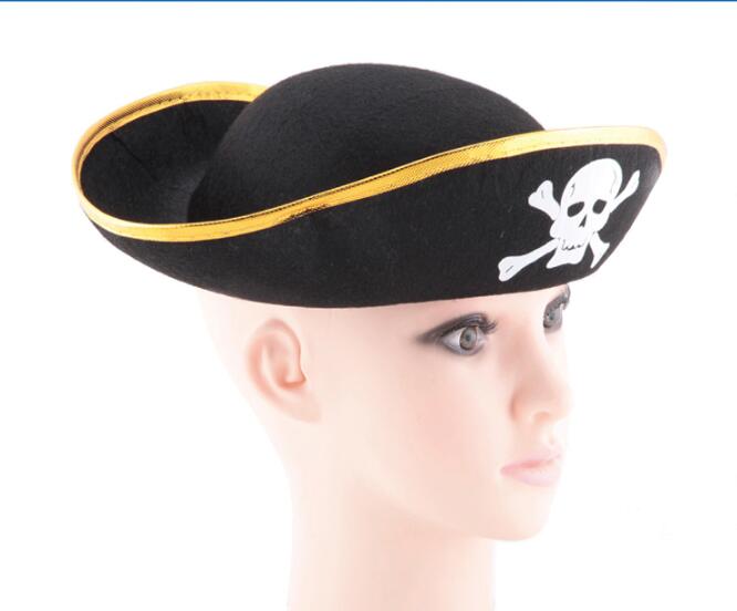 Sombrero de capitán pirata, gorro con de calavera y Crossbone, disfraz para vestido de lujo, de Halloween, poliéster 2022 Cos Prop