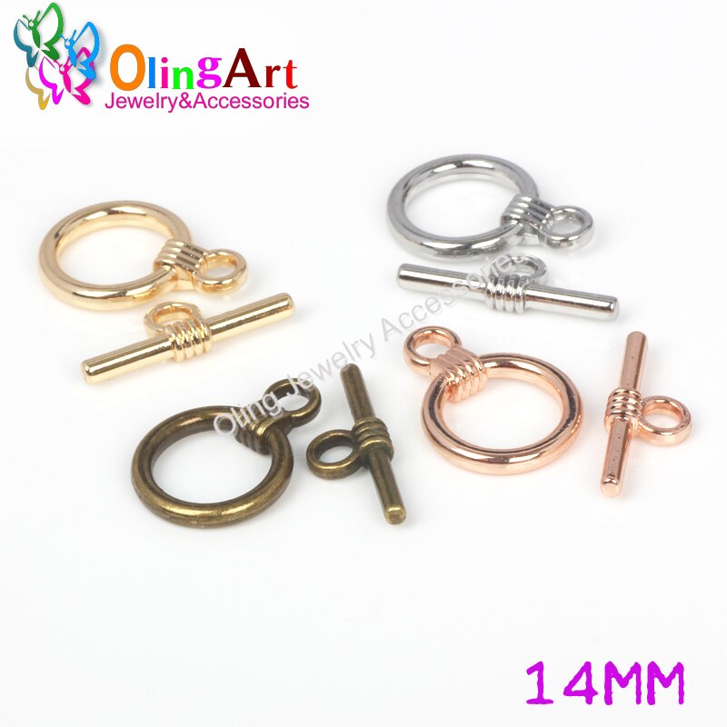 OlingArt 14*20MM Toggle Clasps Round Antique Bronze/silver-color/gold-color rose gold color Bracelet necklace DIY jewelry making