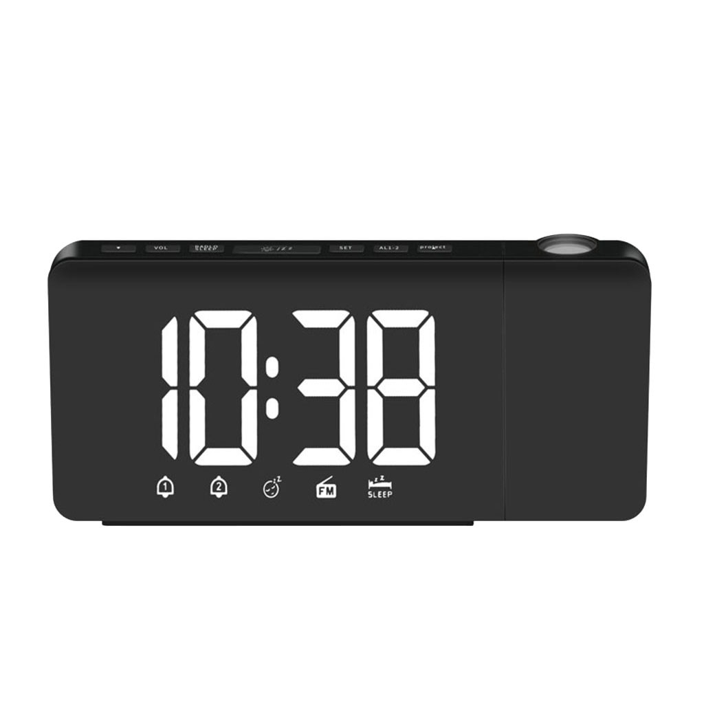 Väckarklocka usb projektion intelligens led digitala klockor roterbara dubbla fm-radio hem sovrum dekorativt tillbehör: B
