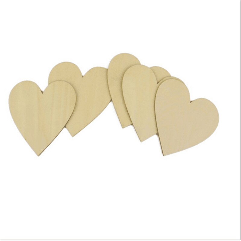 6 tamaños 50 unids/pack álbum de recortes artesanal de amor de madera adornos de dispersión para mesa de boda decoración rústica de madera nupcial ducha decoración de la boda-S