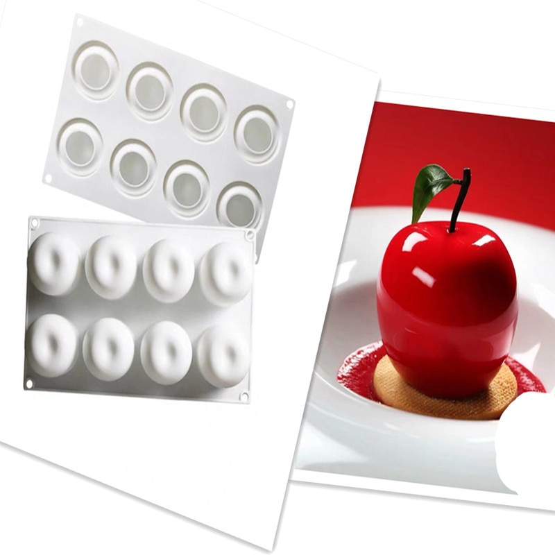 Appeltaartvorm met 8 gaten, siliconen, fruitmoule, bloem, siliconen bakvorm, bevroren fondant, broodmousse, bakvorm