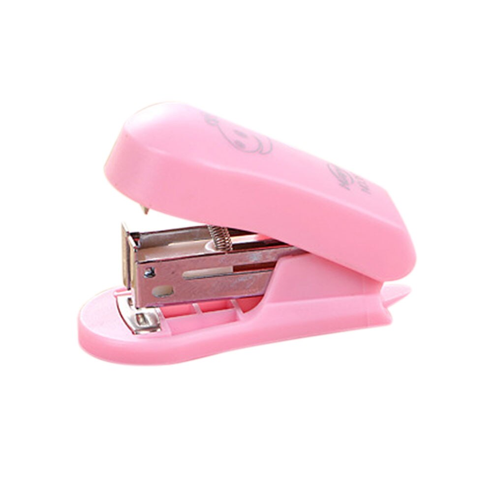 Umitive 1PC Mini juego de grapas de oficina de papelería de encuadernación para máquina de oficina suministros de encuadernación de para estudiantes: Rosa
