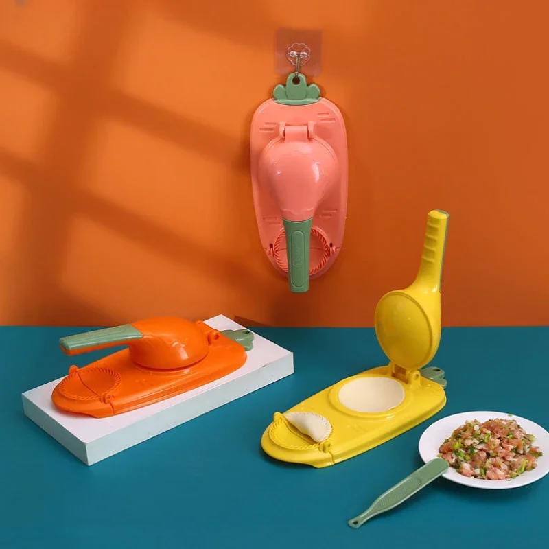 Kit prensador de envoltorio para hacer dumplings 2 en 1, máquina trituradora de masa Manual para ahorro de trabajo, utensilio de cocina, herramienta para hornear pasteles de manzana
