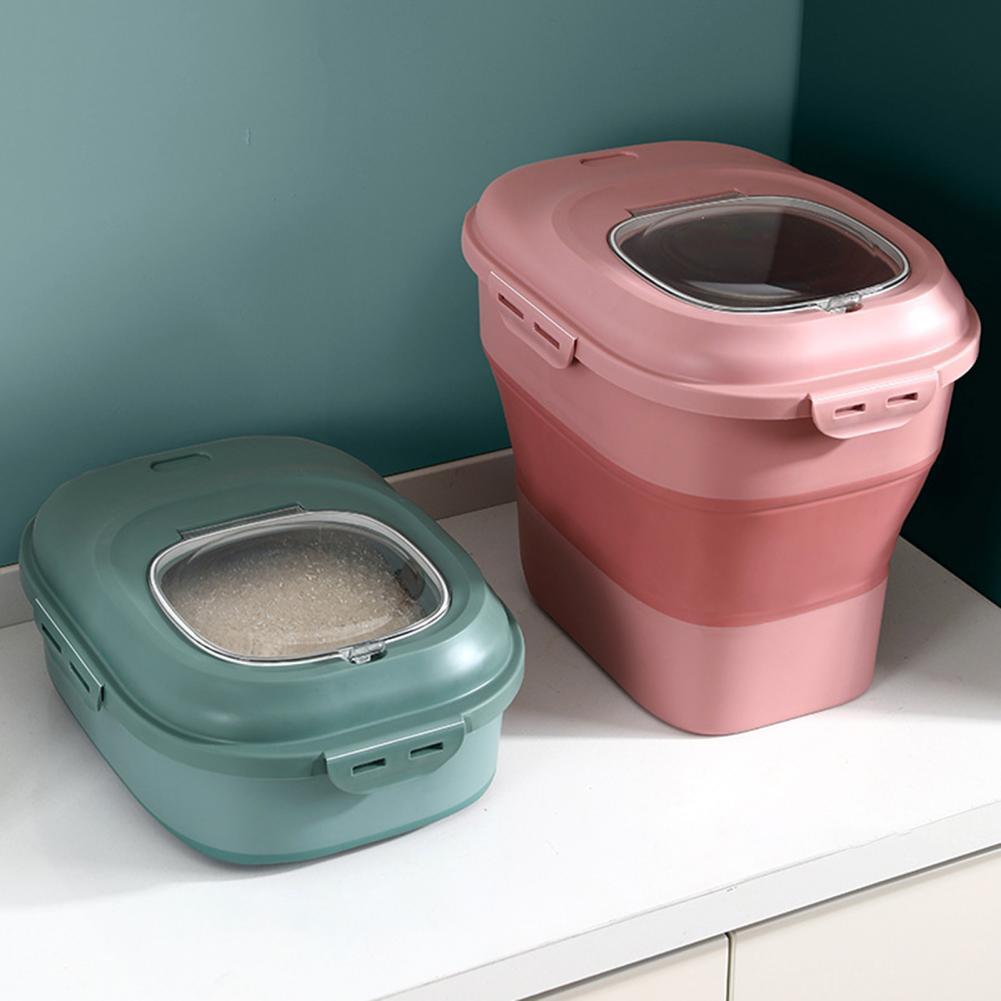 25Kg Flour Container Foldable Double Insect-proof and moisture-proof Sealing Ring PP Household Storage bins for Kitchen