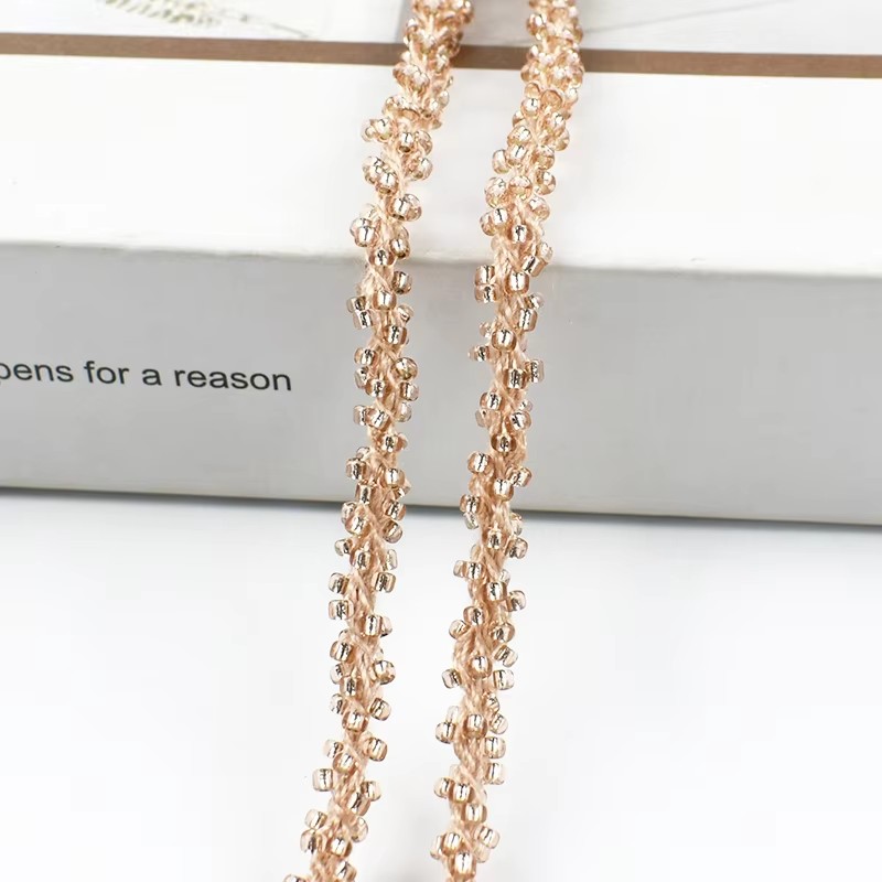 1/2/4/8M 5mm Kralen Kant Trim Lint Glas Kraal Koord Gordijn Trouwjurk decoratieve Ketting Portemonnee Veters Kleding Rand Versieringen